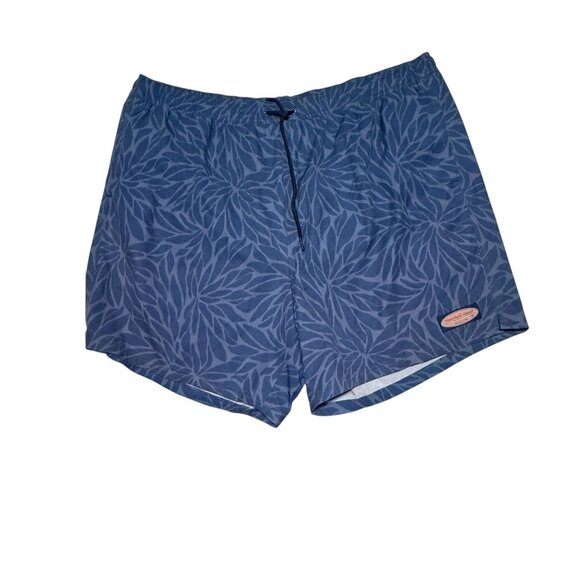Vineyard Vines Mens Blue Floral Swim Trunks 2XB 90% Polyester 10% Spandex Mesh